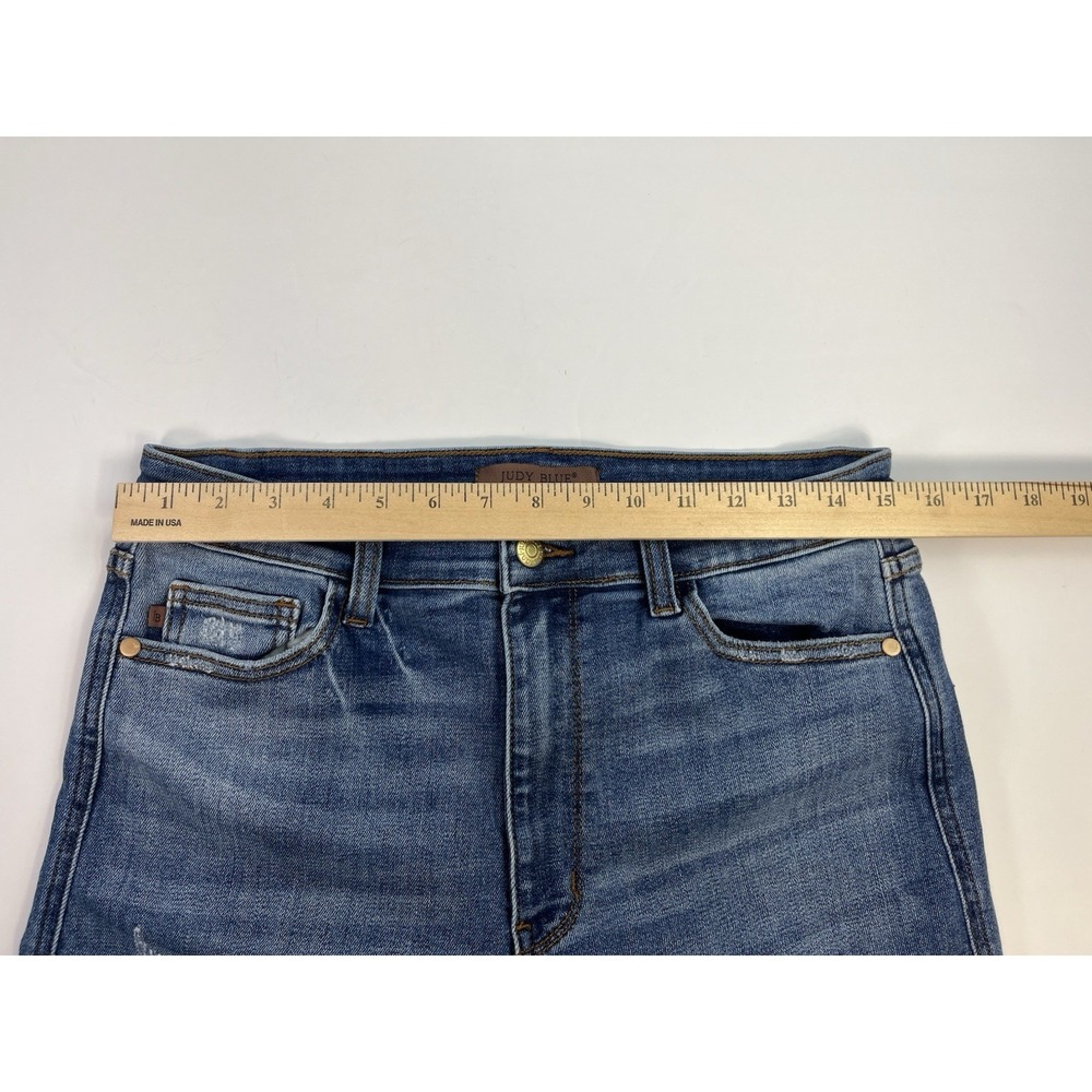 Judy Blue Jeans Retro Wide Leg Size 11/30 Raw Hem Distressed JB82636 Cropped - Picture 5 of 11